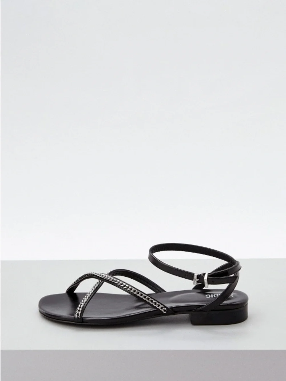 Zadig & Voltaire Black Leather Strappy Sandals with Silver Chain Trim sz EU38 - Picture 6 of 16
